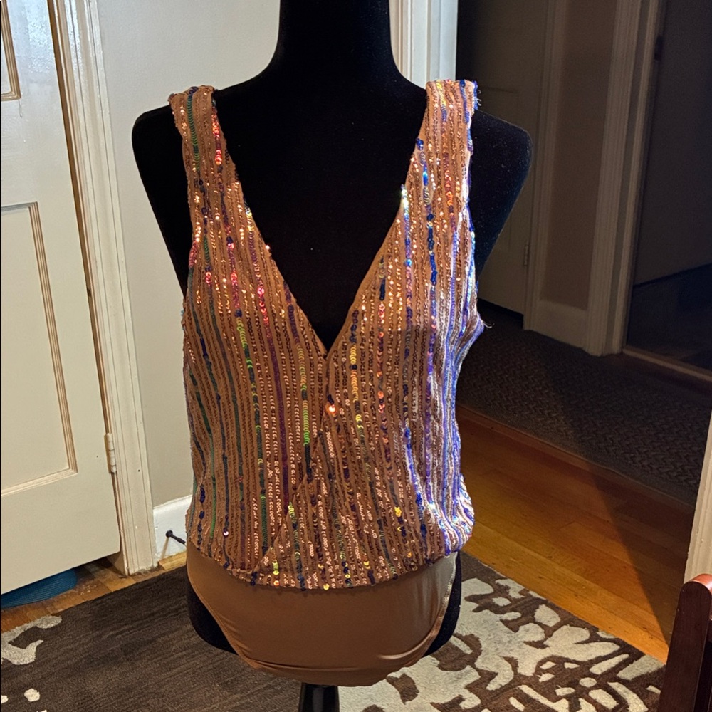 Sparkling Multicolor Bronzey Sequin Bodysuit